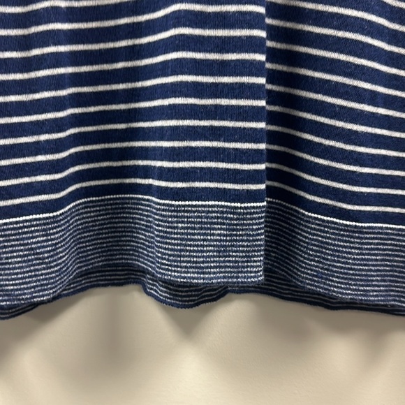VINCE Womens Blue White Striped Wool Cashmere V-Neck Sweater Sz Large Preppy - Picture 4 of 10